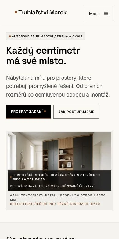Ukázka webu Truhlářství Marek